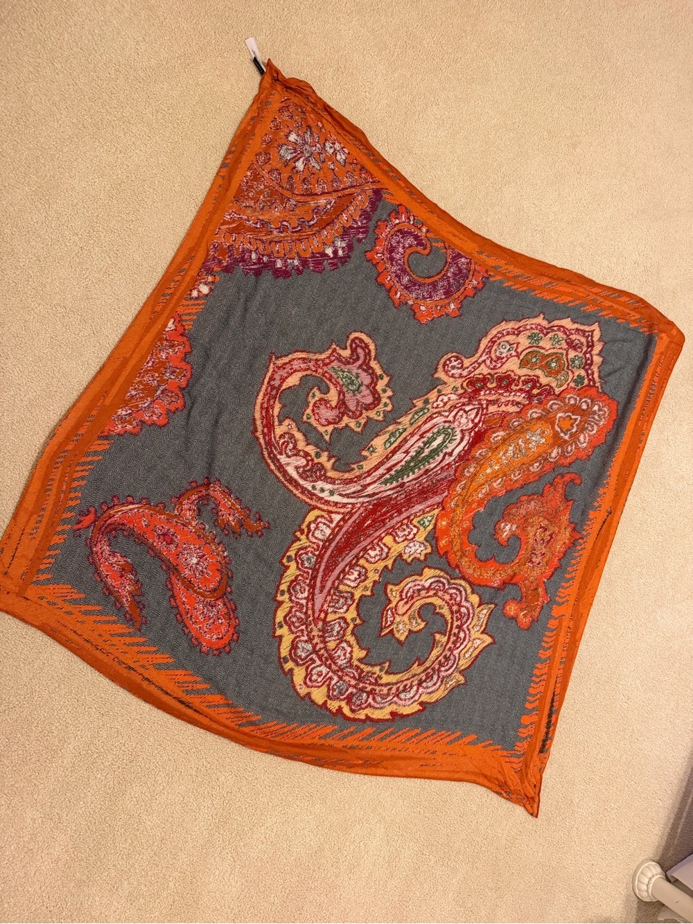 Orange Paisley Print Women's Scarf